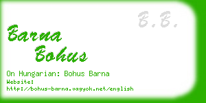 barna bohus business card